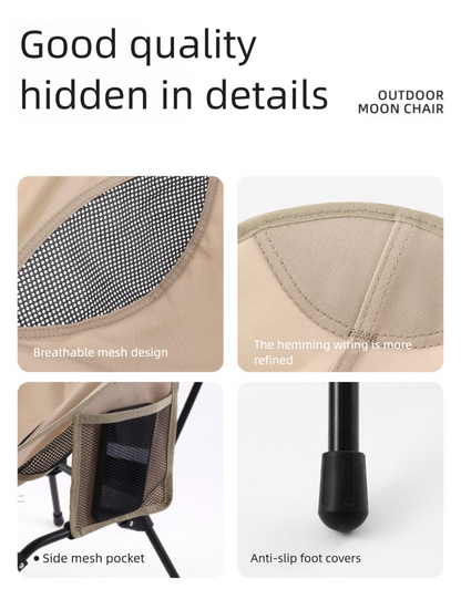 Outdoor Foldable Moon Chair Camping Picnic Backrest Chair Self-Driving BBQ Portable Chair High-Low Dual-Use Leisure Chair