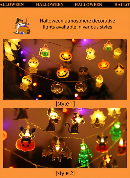 Halloween String Lights Scene Setup LED Pumpkin String Lights Outdoor Festival Decoration LED Halloween String Lights