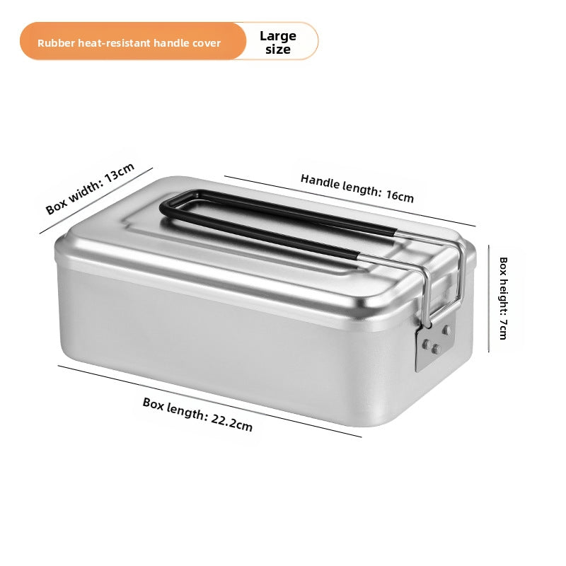 Outdoor Lunch Box Japanese Style Aluminum Outdoor Portable Folding Anti-Scald Handle Camping Picnic Car Heating Lunch Box