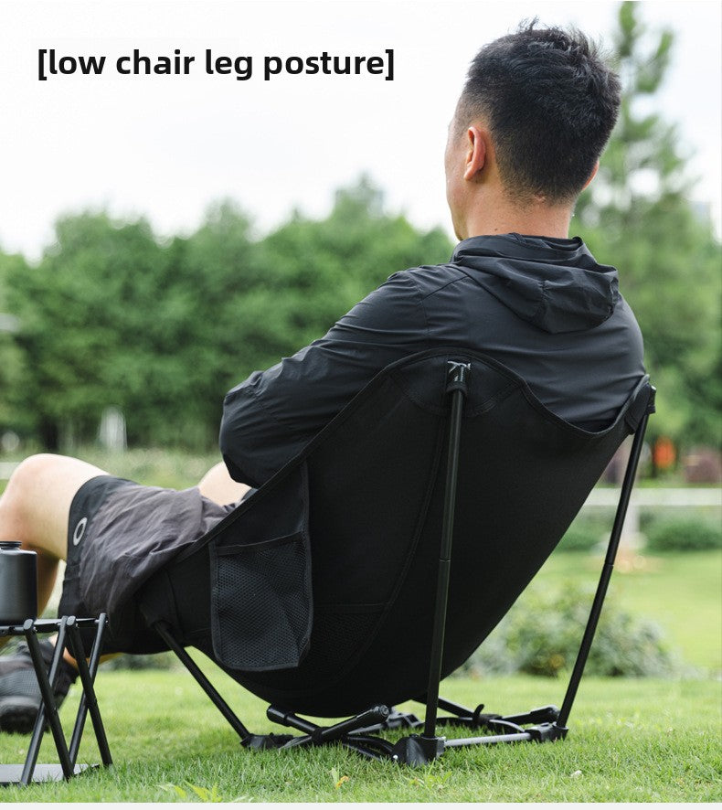 Outdoor Foldable Moon Chair Camping Picnic Backrest Chair Self-Driving BBQ Portable Chair High-Low Dual-Use Leisure Chair