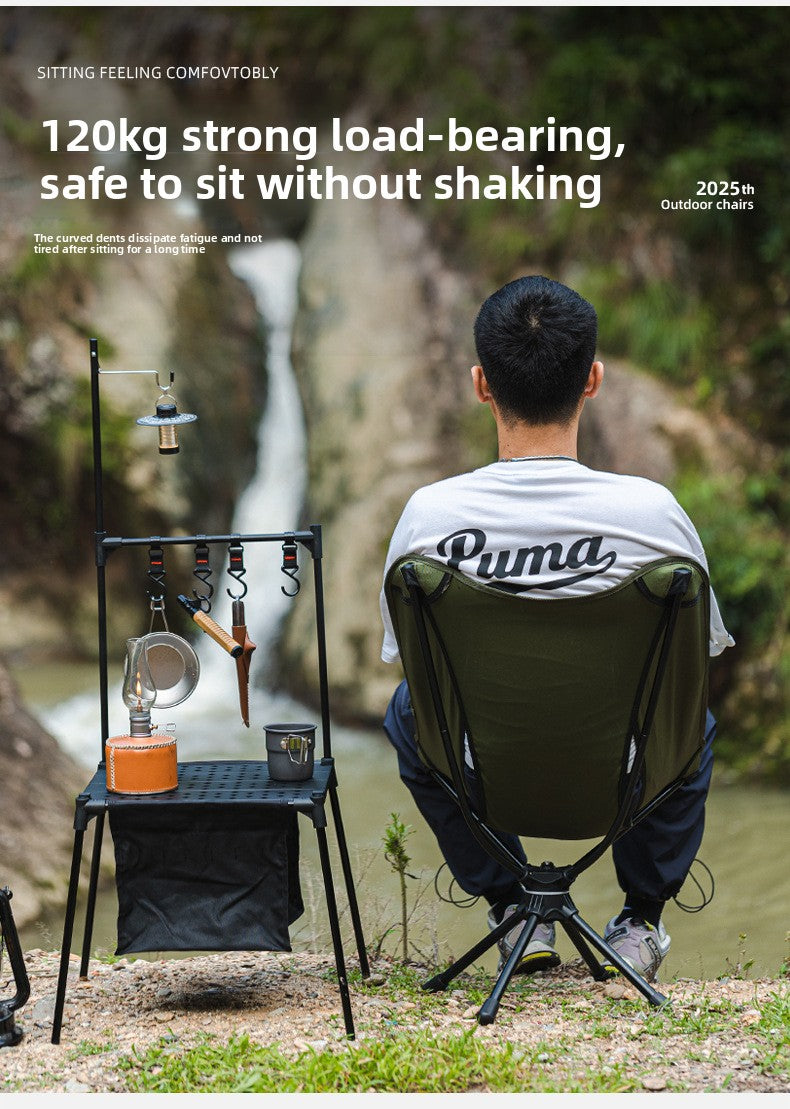Outdoor 360 ° Rotating Moon Chair Portable Aluminum Alloy Fishing Chair Camping Picnic Folding Leisure Chair Lightweight