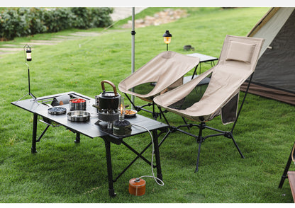 Outdoor Foldable Moon Chair Camping Picnic Backrest Chair Self-Driving BBQ Portable Chair High-Low Dual-Use Leisure Chair