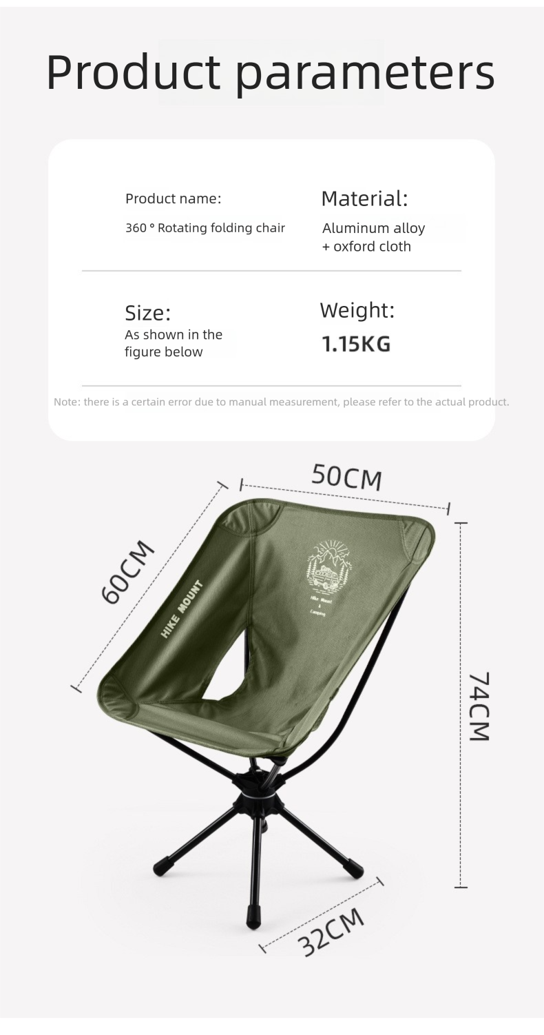 Outdoor 360 ° Rotating Moon Chair Portable Aluminum Alloy Fishing Chair Camping Picnic Folding Leisure Chair Lightweight