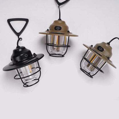 Cyberbee Retro Camping Lantern Type-C Rechargeable Handheld Lantern Stepless Dimming Outdoor Hanging Lantern Emergency