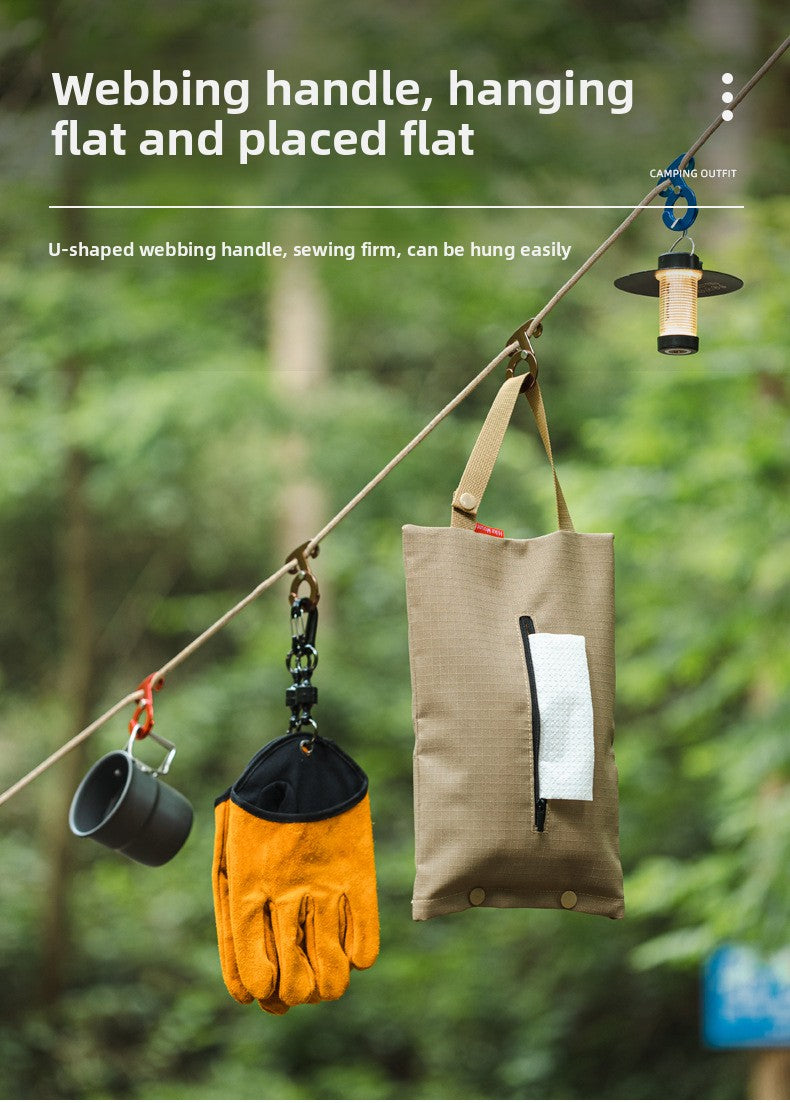 Outdoor Camping BBQ Tissue Storage Bag Portable Tissue Storage Box Car Home Hanging Portable Tissue Bag