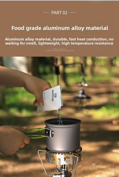 Outdoor Foldable Single 101 Pot Set Non-Stick Pan Portable Camping Picnic Stove Suit Ultra-Light Camping Cookware