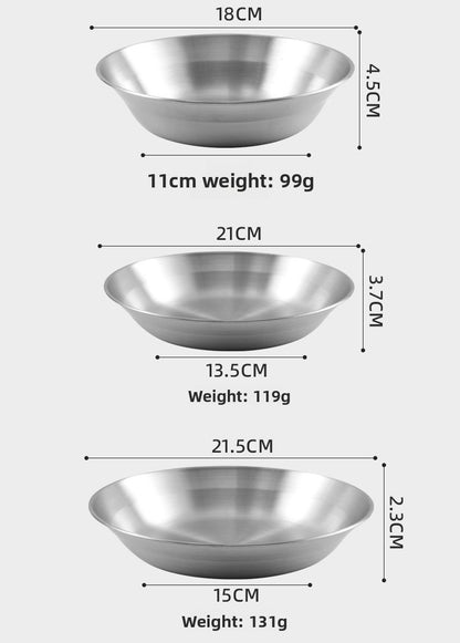 Outdoor 304 Stainless Steel Dinner Plate Set Portable Dinner Bowl Plate Six-piece Set Camping Picnic Fruit Plate Barbecue Plate