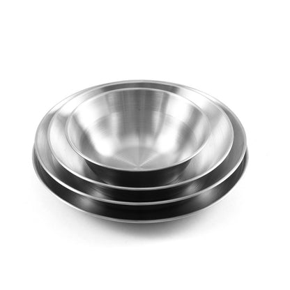 Outdoor 304 Stainless Steel Dinner Plate Set Portable Dinner Bowl Plate Six-piece Set Camping Picnic Fruit Plate Barbecue Plate