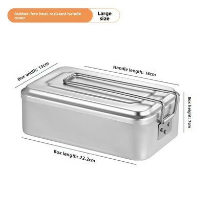 Outdoor Lunch Box Japanese Style Aluminum Outdoor Portable Folding Anti-Scald Handle Camping Picnic Car Heating Lunch Box