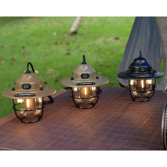 Cyberbee Retro Camping Lantern Type-C Rechargeable Handheld Lantern Stepless Dimming Outdoor Hanging Lantern Emergency