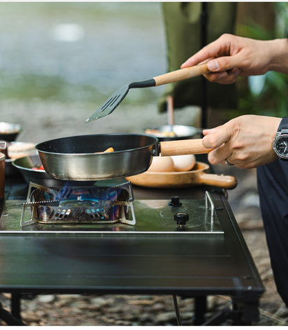 Outdoor 304 Stainless Steel Frying Pan Portable Detachable Handle Flat Pan Camping Picnic Small Cookware Non-stick Pan