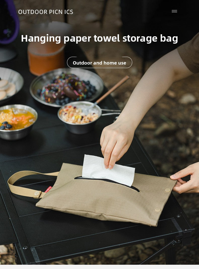 Outdoor Camping BBQ Tissue Storage Bag Portable Tissue Storage Box Car Home Hanging Portable Tissue Bag