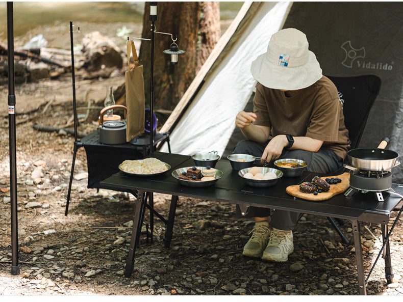 Outdoor 304 Stainless Steel Dinner Plate Set Portable Dinner Bowl Plate Six-piece Set Camping Picnic Fruit Plate Barbecue Plate
