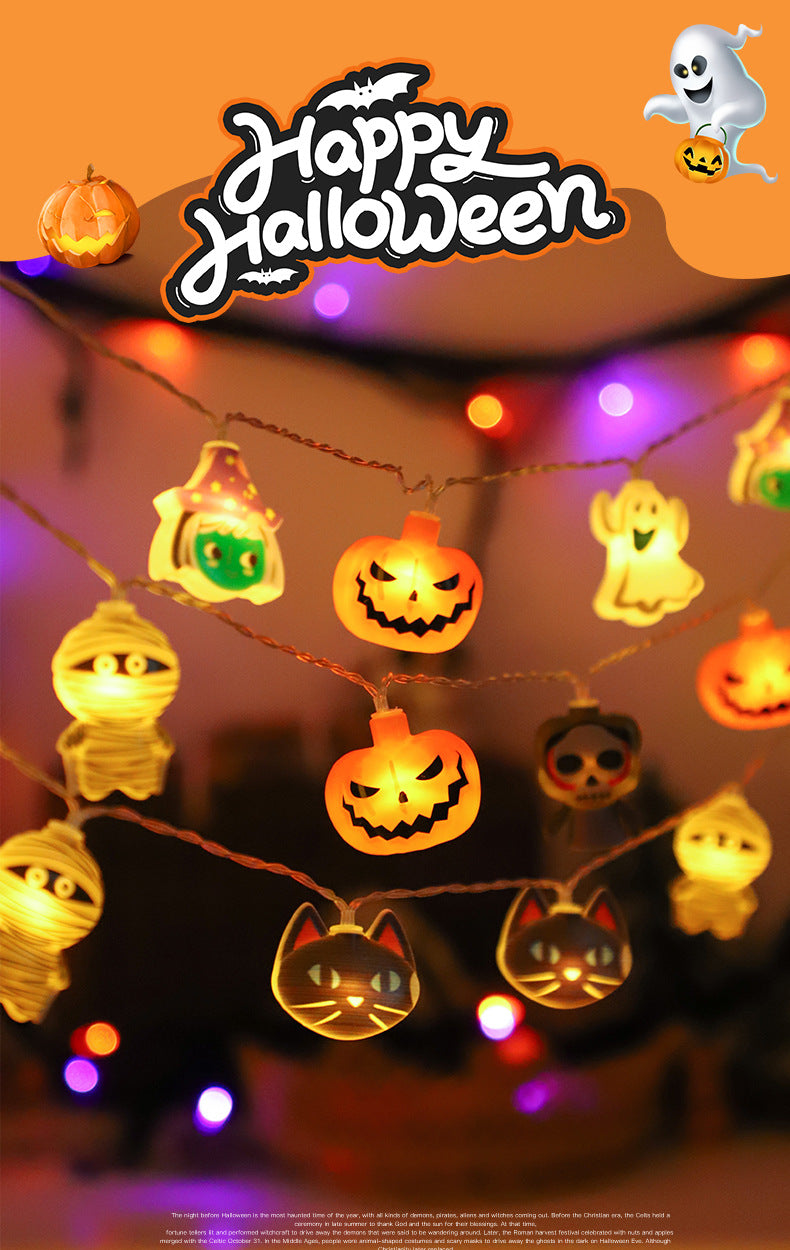 Halloween String Lights Scene Setup LED Pumpkin String Lights Outdoor Festival Decoration LED Halloween String Lights