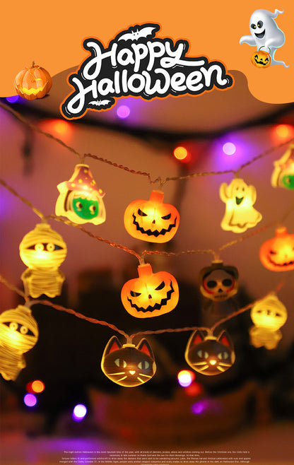 Halloween String Lights Scene Setup LED Pumpkin String Lights Outdoor Festival Decoration LED Halloween String Lights