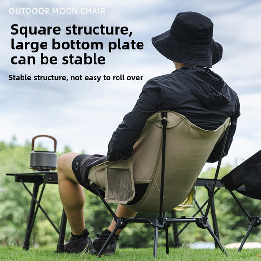 Outdoor Foldable Moon Chair Camping Picnic Backrest Chair Self-Driving BBQ Portable Chair High-Low Dual-Use Leisure Chair