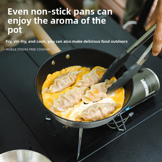 Outdoor 304 Stainless Steel Frying Pan Portable Detachable Handle Flat Pan Camping Picnic Small Cookware Non-stick Pan