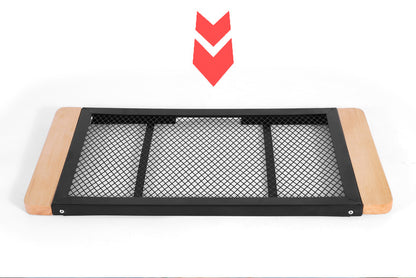 Outdoor Camping Folding Table Portable Solid Wood Egg Roll Iron Mesh Picnic Table and Chair Set Simple Anti-scald Mesh Table