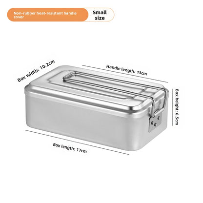 Outdoor Lunch Box Japanese Style Aluminum Outdoor Portable Folding Anti-Scald Handle Camping Picnic Car Heating Lunch Box