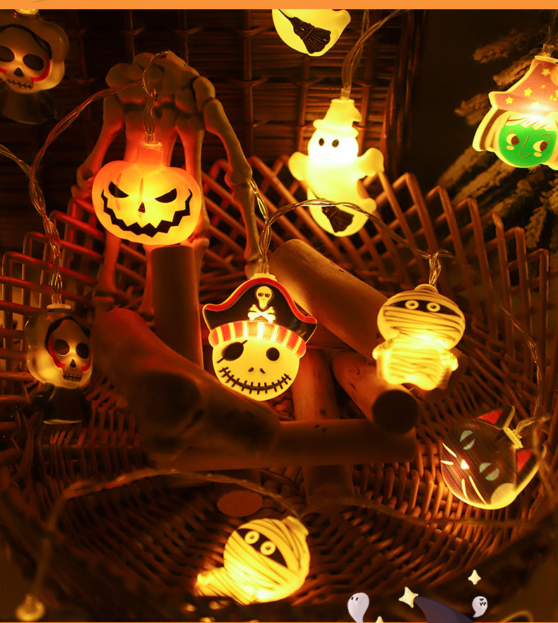 Halloween String Lights Scene Setup LED Pumpkin String Lights Outdoor Festival Decoration LED Halloween String Lights